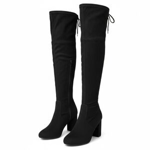 SO Over the Knee Boots Faux Suede Black Size 9